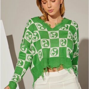 Just Polly Yin Yang Checkered Sweater